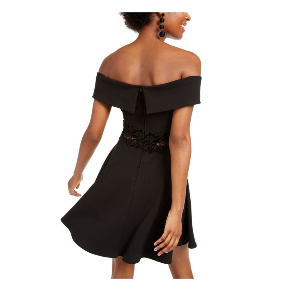 B DARLIN Womens Embellished Off Shoulder Mini Formal Fit + Flare Dress - Picture 2 of 4